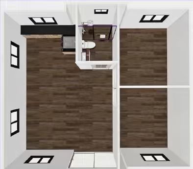 Plano vista 3D — distribución de ambientes
